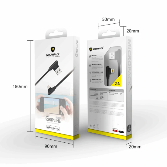 Micropack I-124 Gripline Premium Lightning Cable (Black)