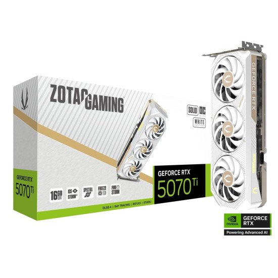 ZOTAC GAMING GeForce RTX 5070 Ti SOLID CORE OC White Edition 16GB GDDR7 Graphics Card
